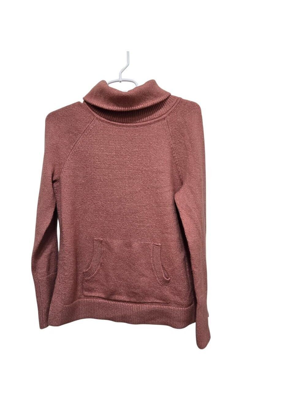 LOFT Pink Turtleneck Sweater Kangaroo Pocket Small
